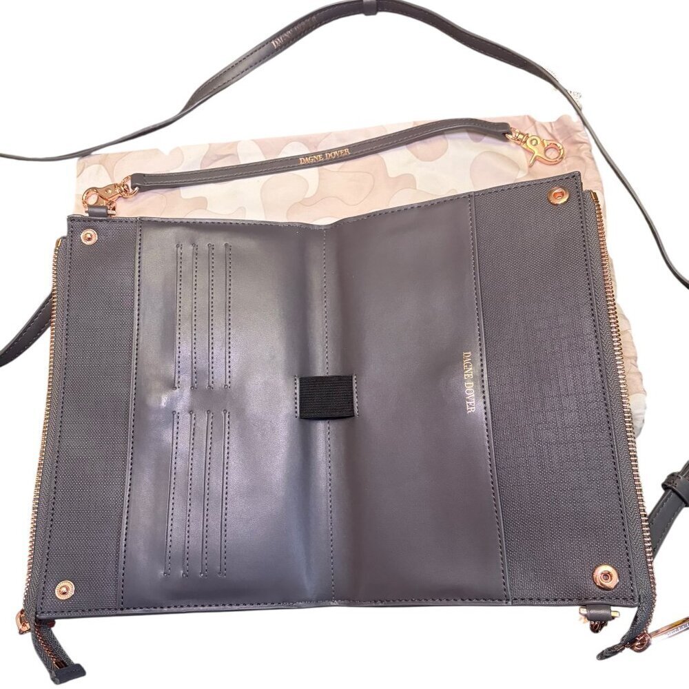 Dagne Dover Essentials Clutch Wallet Gray Vegan Leather Crossbody - Picture 6 of 7